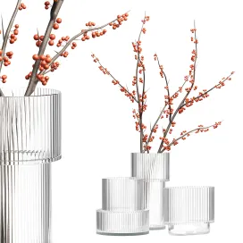 H m glass vases with red berry branch